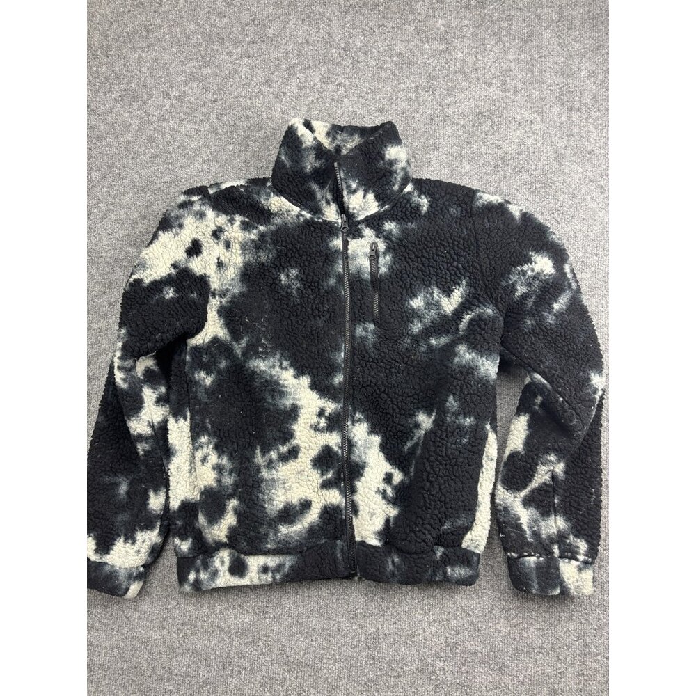 Betsey Johnson Jacket Womens Small Black Camo Sherpa Fleece Full Zip Pockets‎